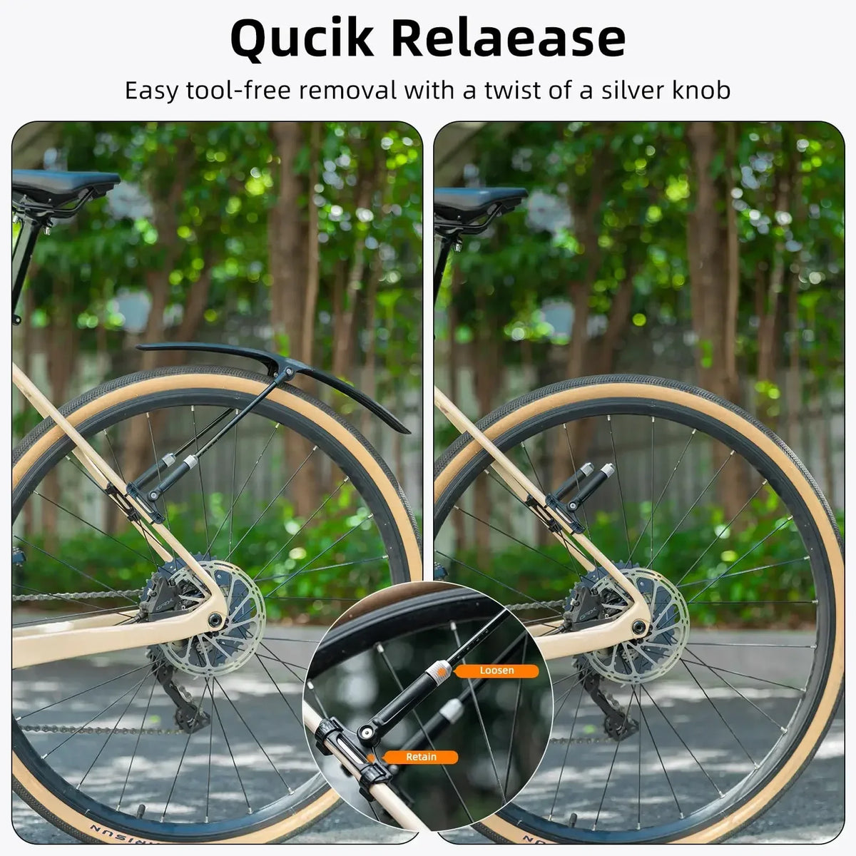 Universal Road Cycling Bicycle Mudguard Easy Install PP Fender - Front & Rear Protector Accessory for Bicycles