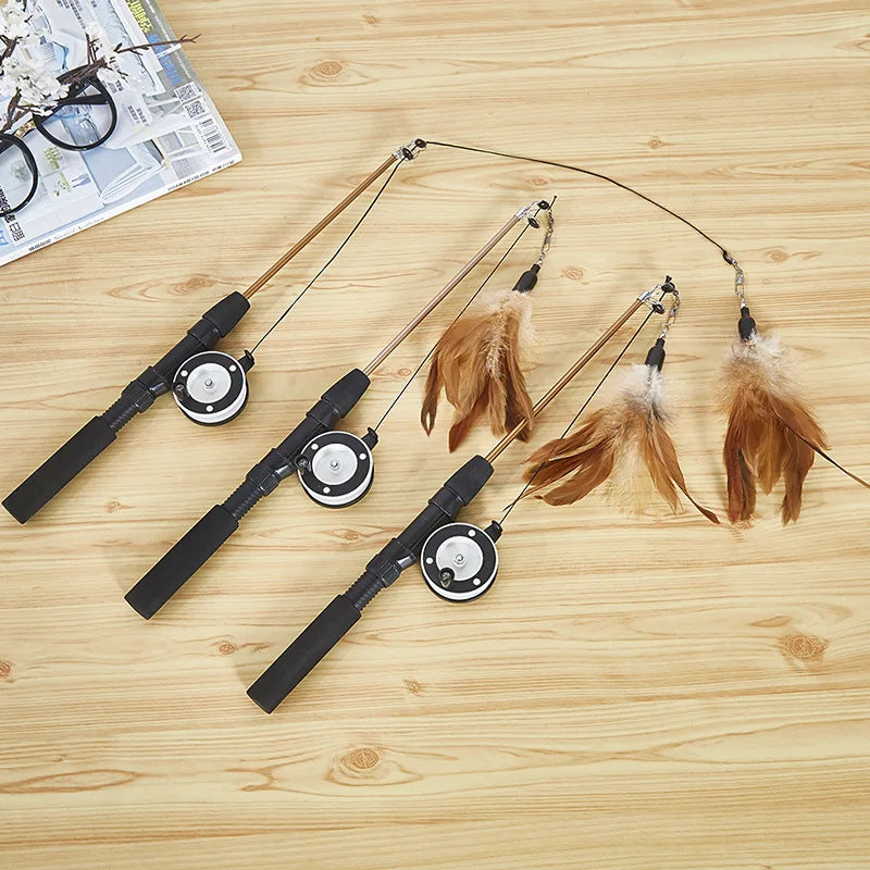 Retractable Cat Teaser Wand Toy Telescopic Cat Stick Toys Funny Interactive Kitten Feather Toy Pet Boredom Relief Toys