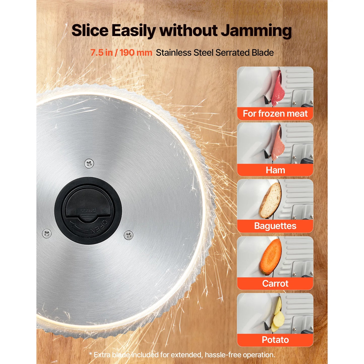 SucceBuy 7.5 inch Meat Slicer Electric Deli Slicer Machine 0-0.6 inch Thickness Home Food-Slicer for Meat, Ham, Baguett, Steak