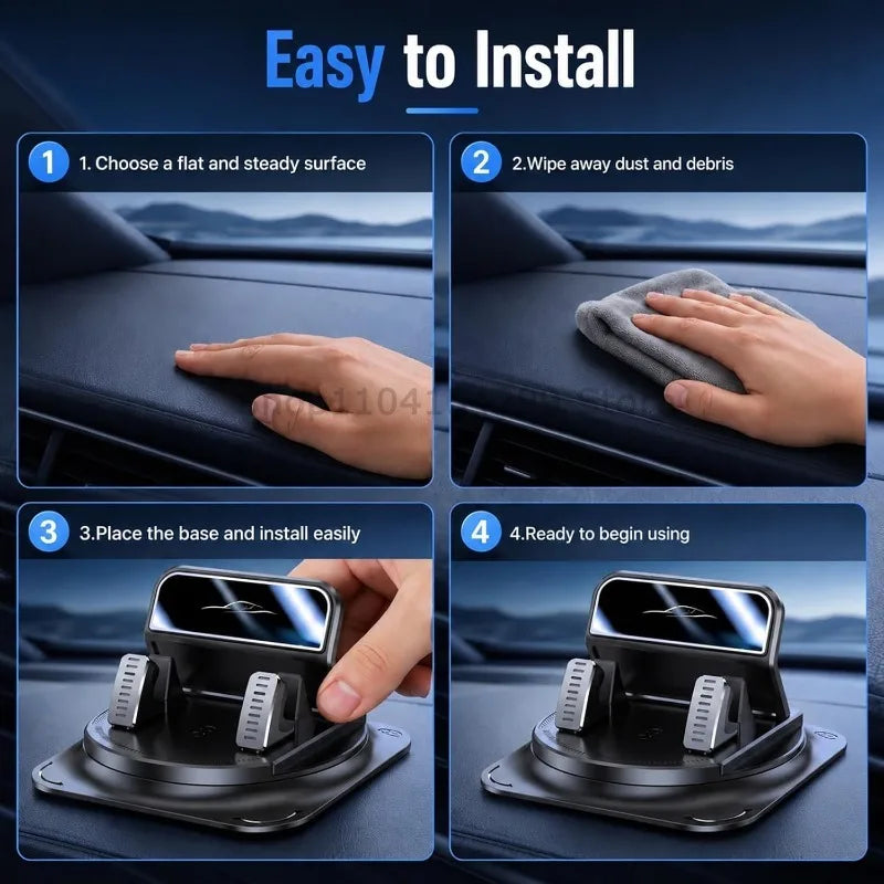 Car Phone Holder Car Dashboard Support Bracket Mount Anti-Slip Pad Universal 360 Degree Rotatable Navigation Holder Accessories