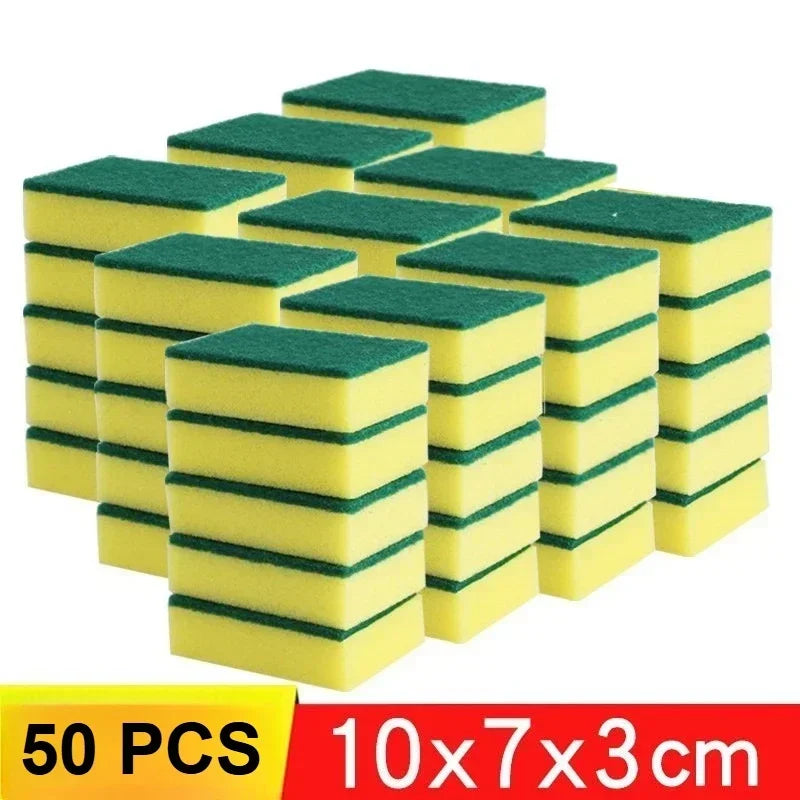 10-60pcs Thickened Kitchen Dishwashing Sponges Soft Absorbent Durable Scouring Pads for Pots Rust Removal Household Cleaning