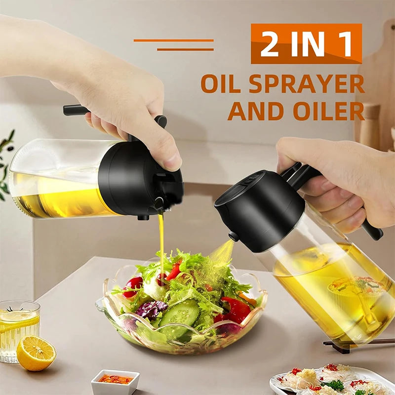2pcs Kitchen Oil Spray and Dispenser Sprayer Pourer Oil Empty Bottle Olive Oil Spray Kitchen Barbecue Camping Cooking Utensils