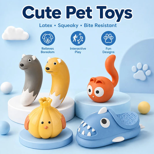 Squeaky Latex Dog Toy Bite Resistant Chew Toy Cute Fun Pet Toy for Dogs Interactive Puppy Chew Toys Dog Accessories