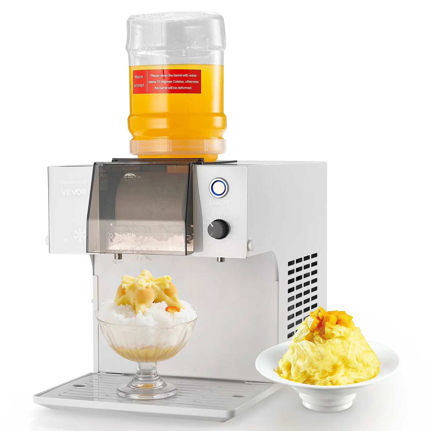 SucceBuy 40-80kg per 24H Snowflake Ice Machine Ice-Shaver Machine w/ Steel Blade Electric Snow Cone Maker 90S Fast Pre-Cooling