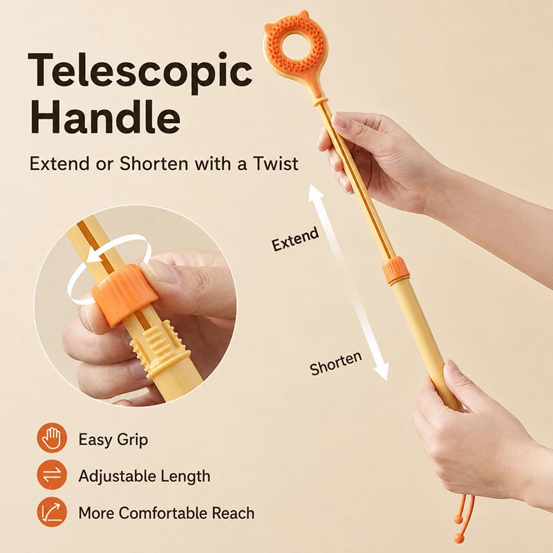 3 in 1 Telescopic Cat Tease Toy Double Sided Cat Massage Stick Interactive Cat Teaser Wand Pet Itch Relief Toy for Indoor Cats