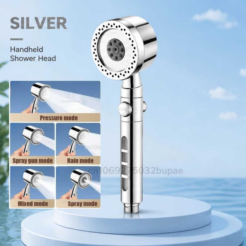 Shower Head Filter One-click Stop Metal Appearance-easy To Clean Fine Spray on The Outer Ring Strong Water Column in The Center