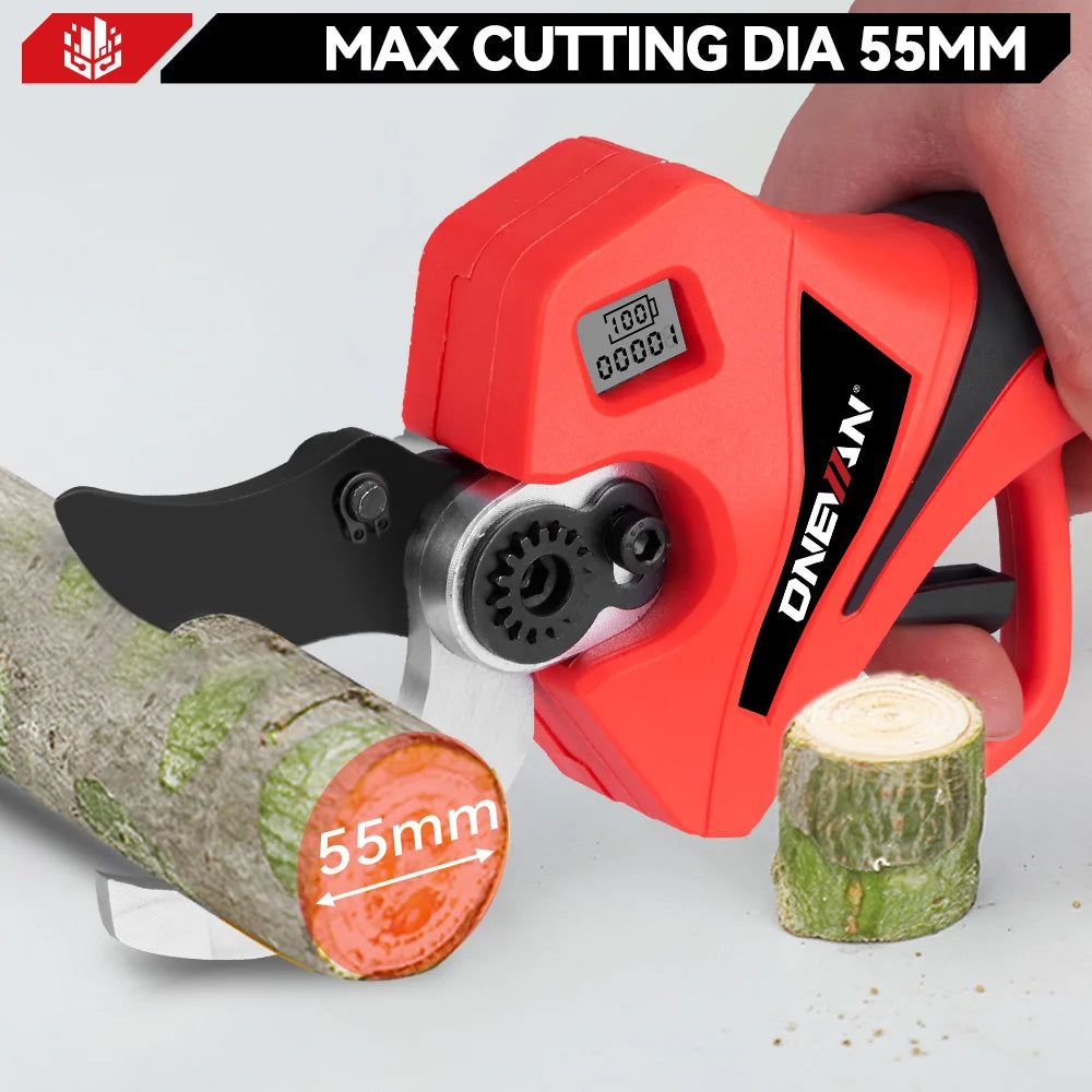ONEVAN Borstelloze 55MM Elektrische Snoeischaar 2-Snelheden Elektrische Schaar Boomtakken Tuin Elektrisch Gereedschap voor Makita 18V Batterij Pin