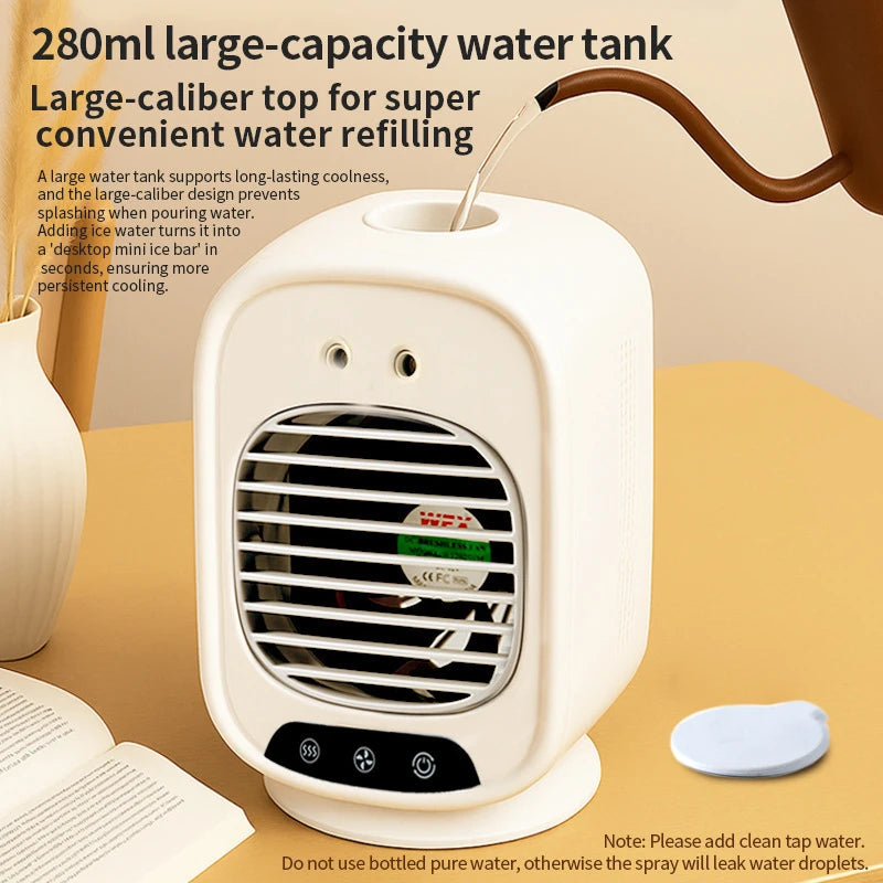 Lenovo Car Portable Small Air Conditioner Spray Fan Office Desktop Usb Charging Small Air Cooler Dormitory 3-gear Regulating Fan