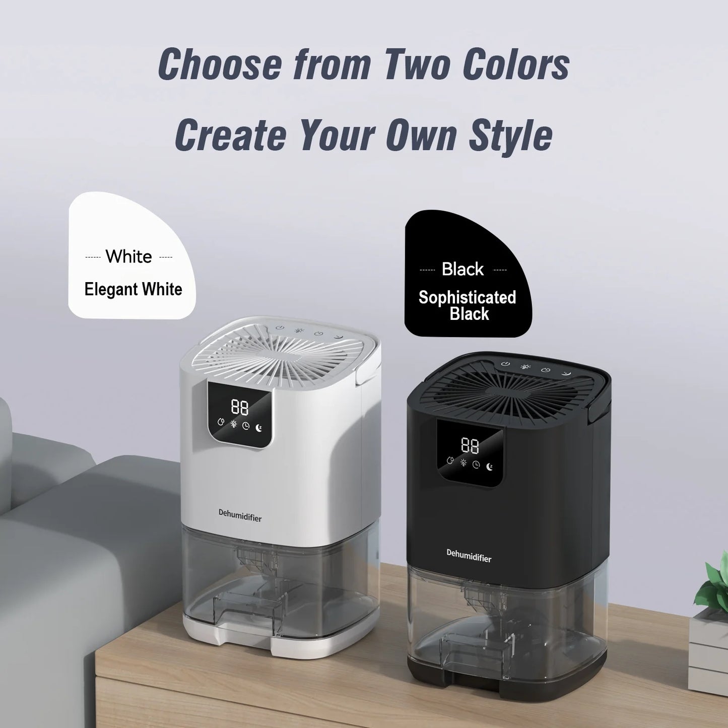 Air DehumidifierCapacity Humidity Dehumidifier with Digital Display Night Light Home Dehumidifier Air Dryer for Bathroom Toilet