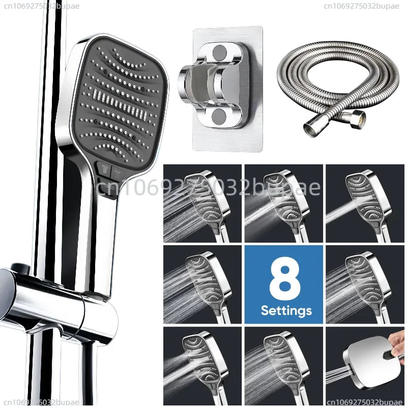 Adjustable High Power Filter Shower Head Set Bathroom Showerheads Large Water Saving Rainfall Shower Mixer Bathroom Accessory  "