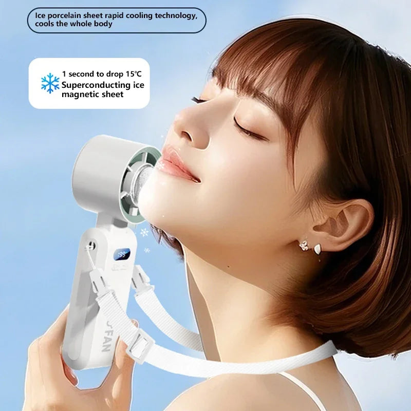 Lenovo halfgeleider-ijskoelingsventilator, 199 standen, hogesnelheidsventilator, draagbare handventilator, 4000 mAh, USB, draagbare nekventilator voor buiten