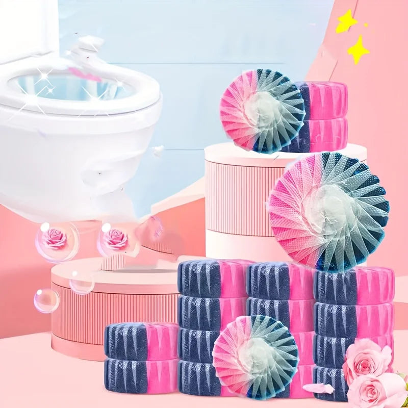 New Toilet Bowl Cleaner, Toilet Flush Tank Blue Bubble Set Yellowing and deodorizing,Long-Lasting Fresh Cherry Blossom Fragrance