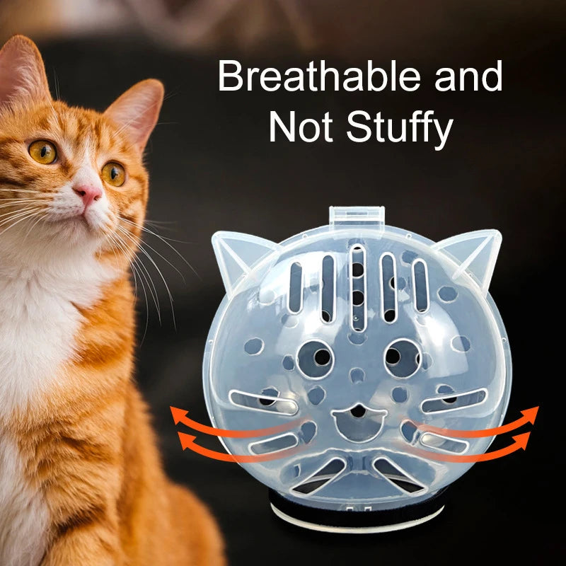 Transparent Cat Headgear Anti-Bite Pet Grooming Cover for Cats Breathable Kitten Grooming Helmet Cat Accessories