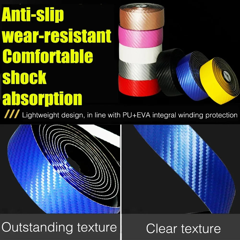Anti-Vibration Handlebar Tape Carbon Reflective Non-Slip Braid Breathable Road Bike Racing Bicycle PU EVA Handlebar Wrap Cycling