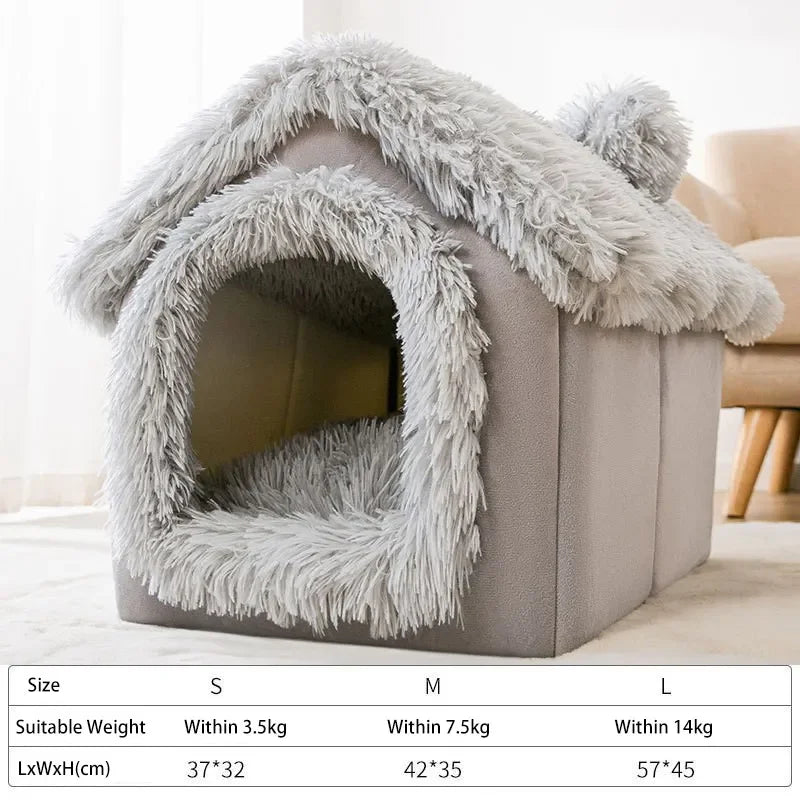 Foldable Dog House Kennel Bed Mat For Small Medium Dogs Cats Winter Warm Cat Bed Nest Pet Products Basket Pets Puppy Cave Sofa