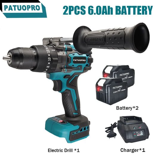 Brushless Electric Hammer Drill 220N.m Cordless 13MM Handheld Hammer Drill 3 Functions Impact Drill Tools For Makita 18v Battery