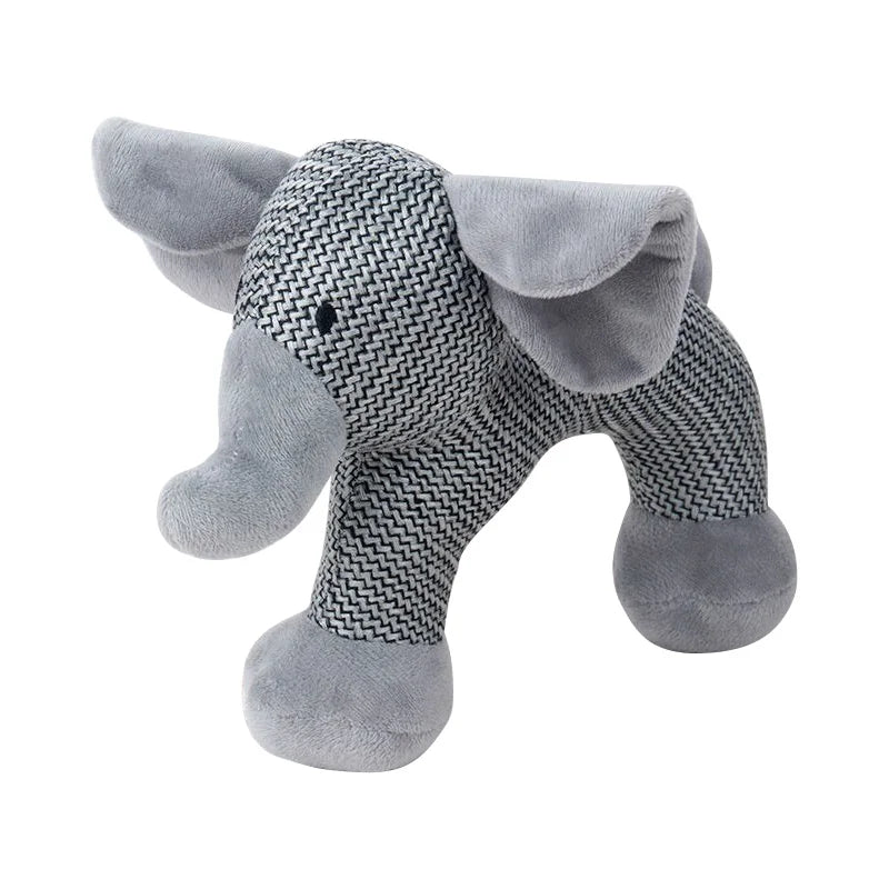 Plush Squeaky Dog Toy Bite Resistant Burlap Plush Animal Chew Toy Dog Elephant Monkey Interactive Fun Pet Toy for Dogs