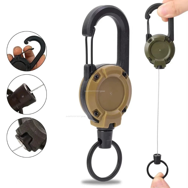1/2/4pcs Extendable Retractable Holders Keychain Badge Reels Heavy Duty Clip with Carabiner Key Chain for Men Outdoor Bags