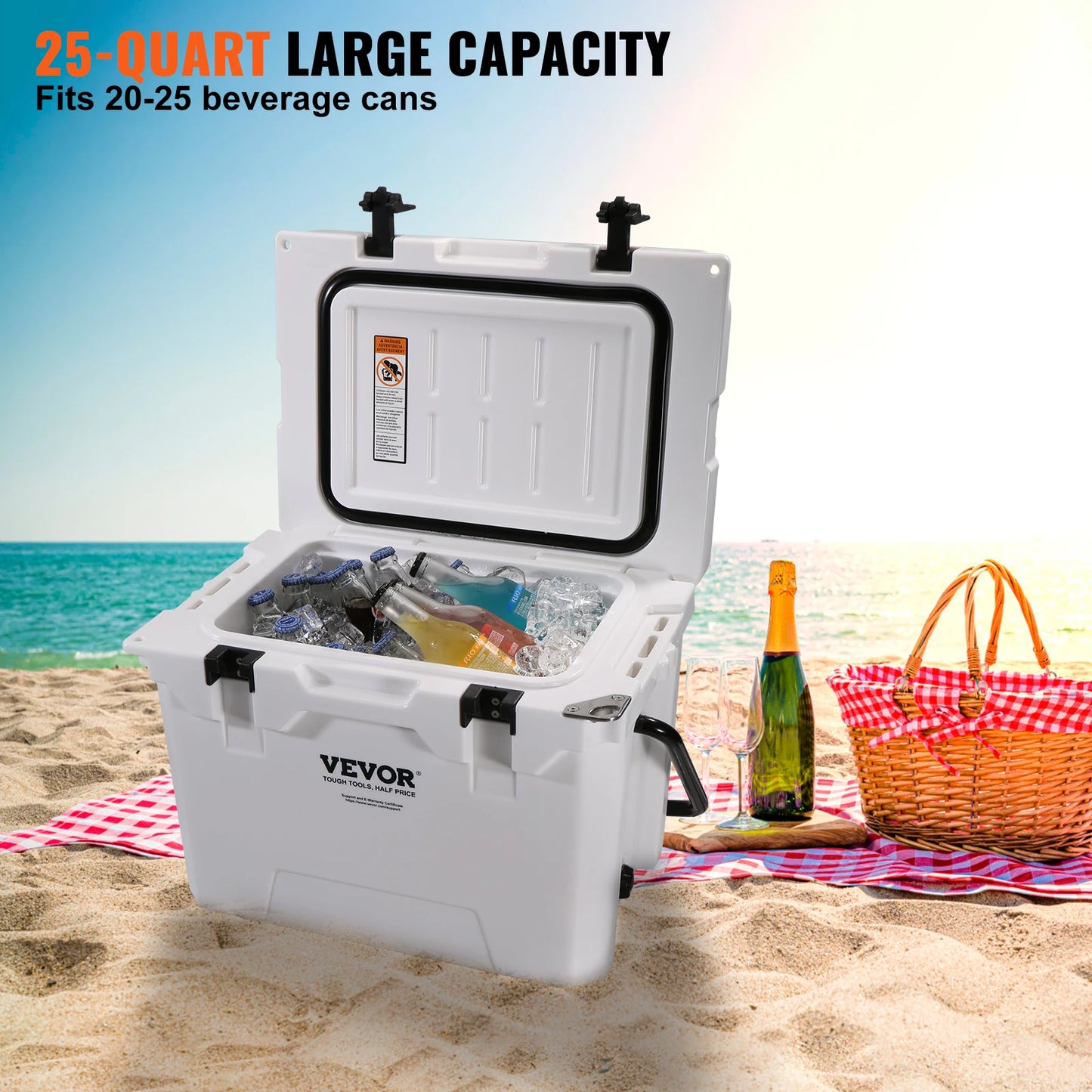 SucceBuy 25/33/45/52QT Hard Cooler Insulated Portable Large Capacity Ice Chest Cooling Box for Family Outdoor Camping Activities