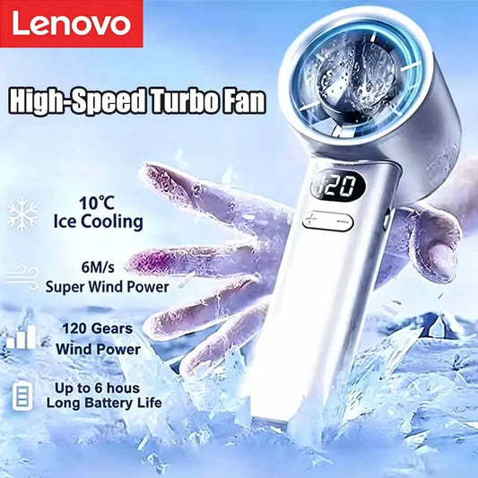 Lenovo Mini Handheld Fan 120 Speed Portable Bladeless Desktop Fans Rechargeable Instant Cooling With Ice Mode For Men Women New