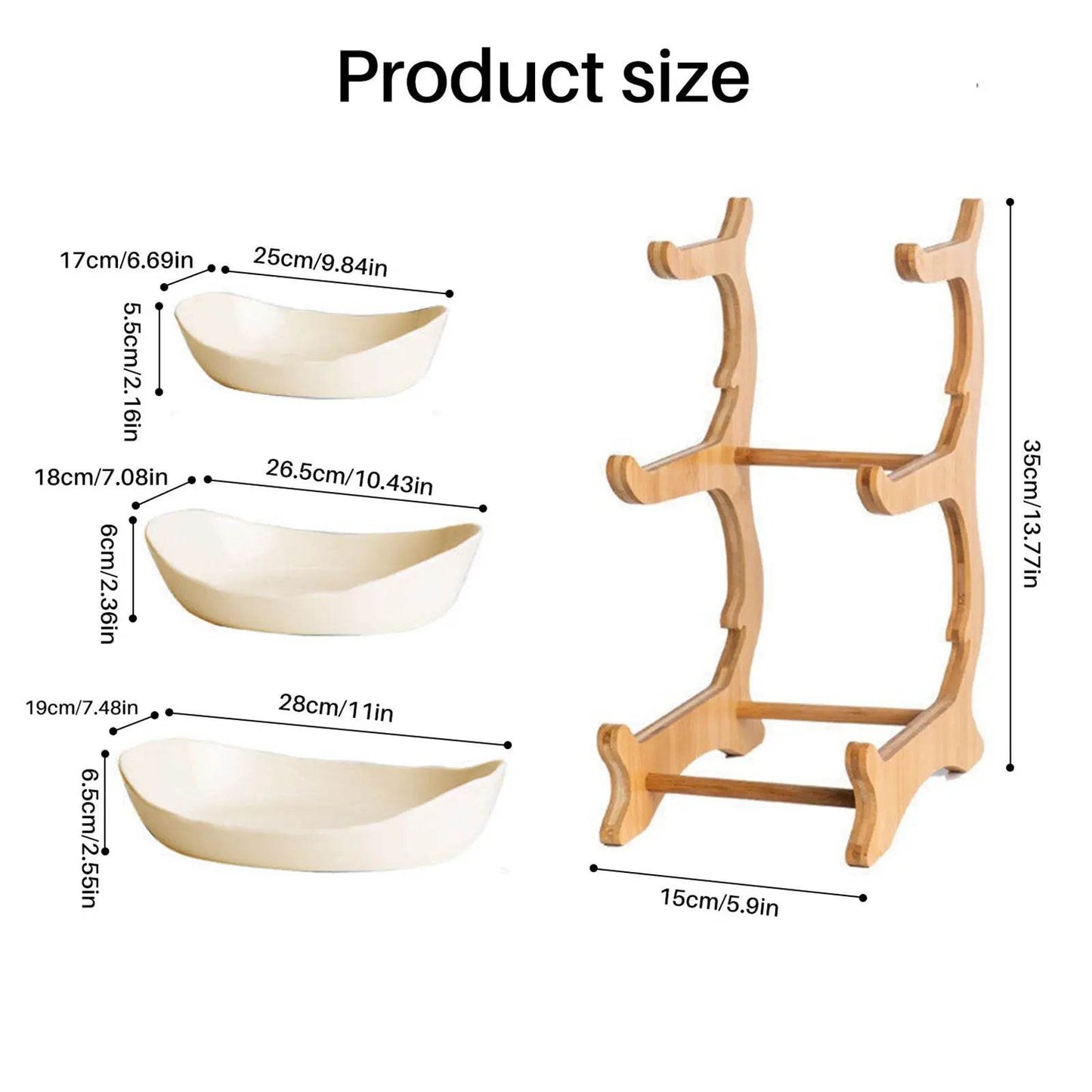 3 Layer Fruit Plate with Wooden Stand Home Living Room Plastic Snack Dish Dried Fruit Basket Candy Dish Cake Stand Salad Bowl - Quality Shopping Centre