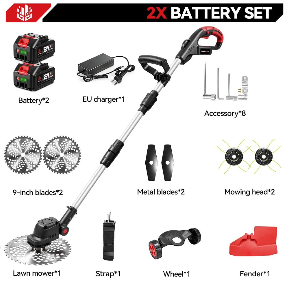 TONDEUSE À GAZON ÉLECTRIQUE SANS FIL ONEVAN 9 POUCES, 40 000 TR/MIN, MOTEUR SANS BALAIS, OUTIL DE JARDINAGE POUR BATTERIE MAKITA 18V