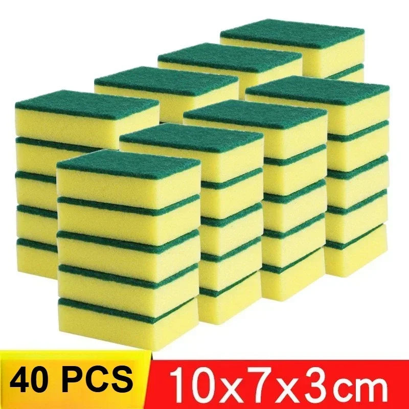 10-60pcs Thickened Kitchen Dishwashing Sponges Soft Absorbent Durable Scouring Pads for Pots Rust Removal Household Cleaning