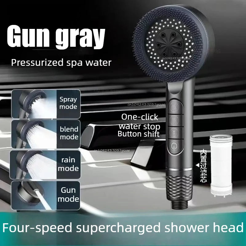 Showers for Bathroom Shower Head 4-Mode Adjustable High Pressurized Filter Shower Head Massage Shower Phone Bathroom Accessories