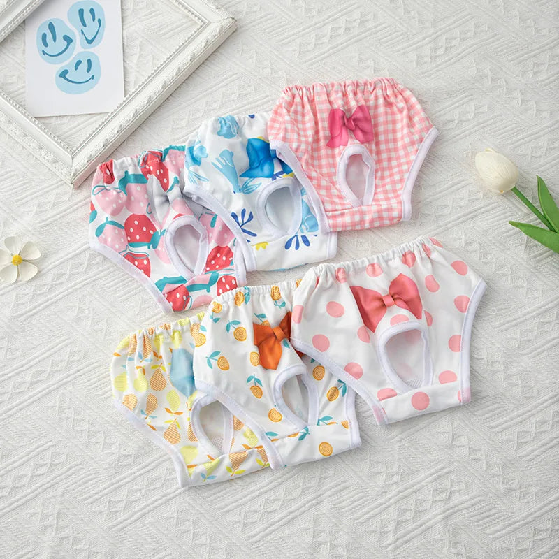 3PCs/Set Reusable Female Dog Diapers Warps Washable Dog Physiological Pants Breathable Pet Menstruation Pants for Small Dogs