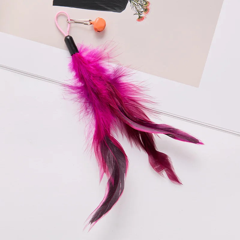 3pcs Mix Feather Replacement Head Cat Teaser Stick Pet Cat Toy