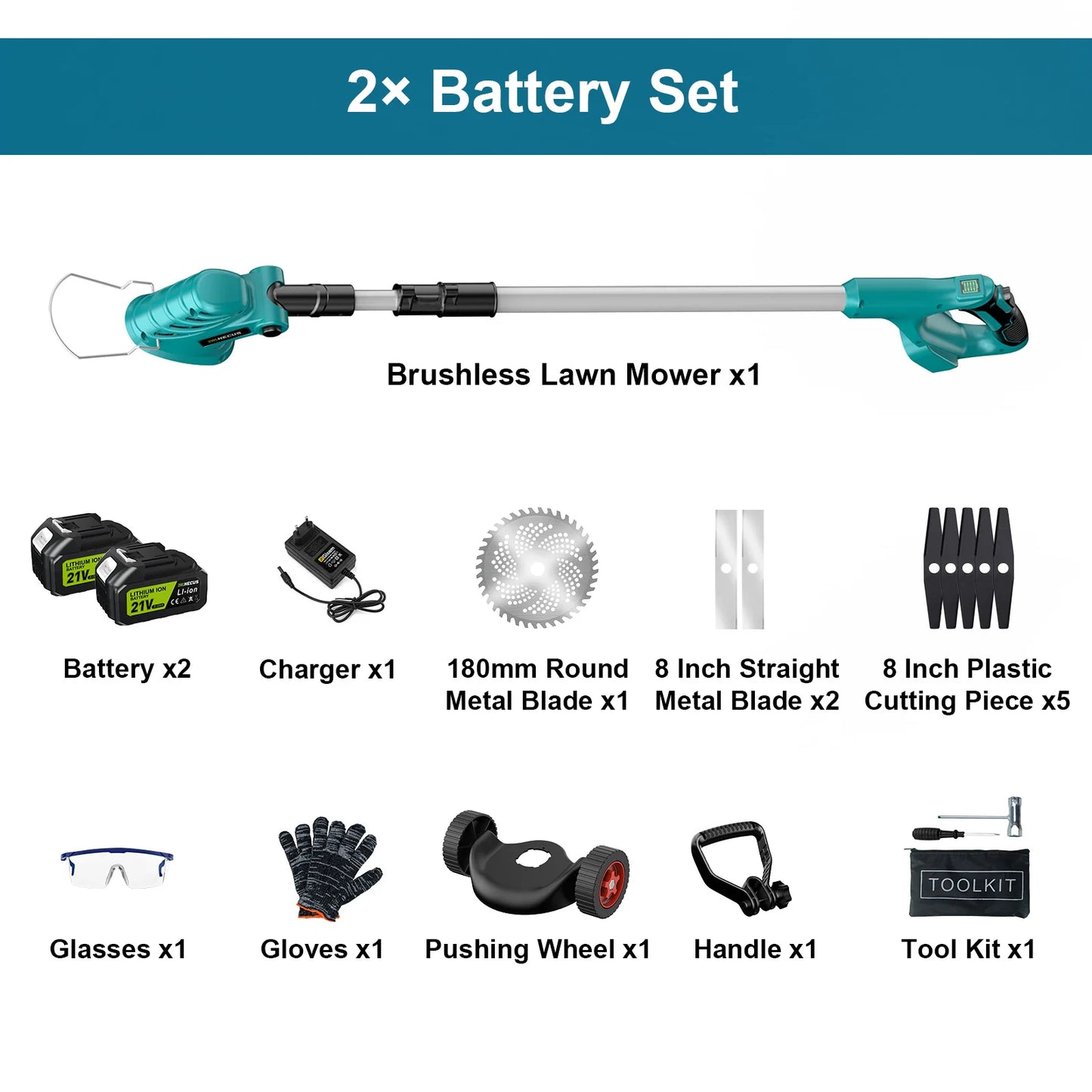 Gisam 8 Inch Brushless Electric Lawn Mower Cordless Grass Trimmer Adjustable Garden Cutter Power Tool For Makita 18V Battery Pin