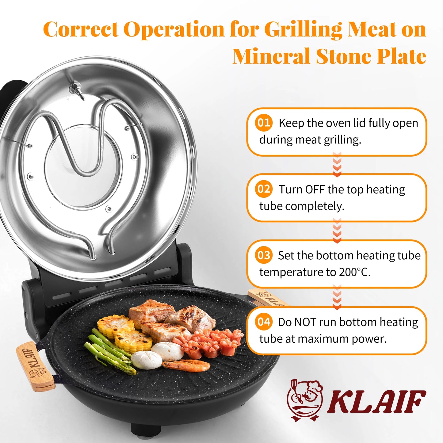 Dual Temp Control Pizza Oven with 420℃ Max Temp, 12" Pizza Stone & Mineral Stone Plate, Household Machine for Pizza and Steak