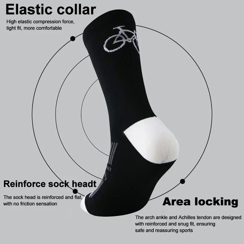 2 Pairs Unisex Breathable Cycling Socks MTB Road Bicycle Outdoor Sports Racing Compression mid Tube Socks for Men And Women