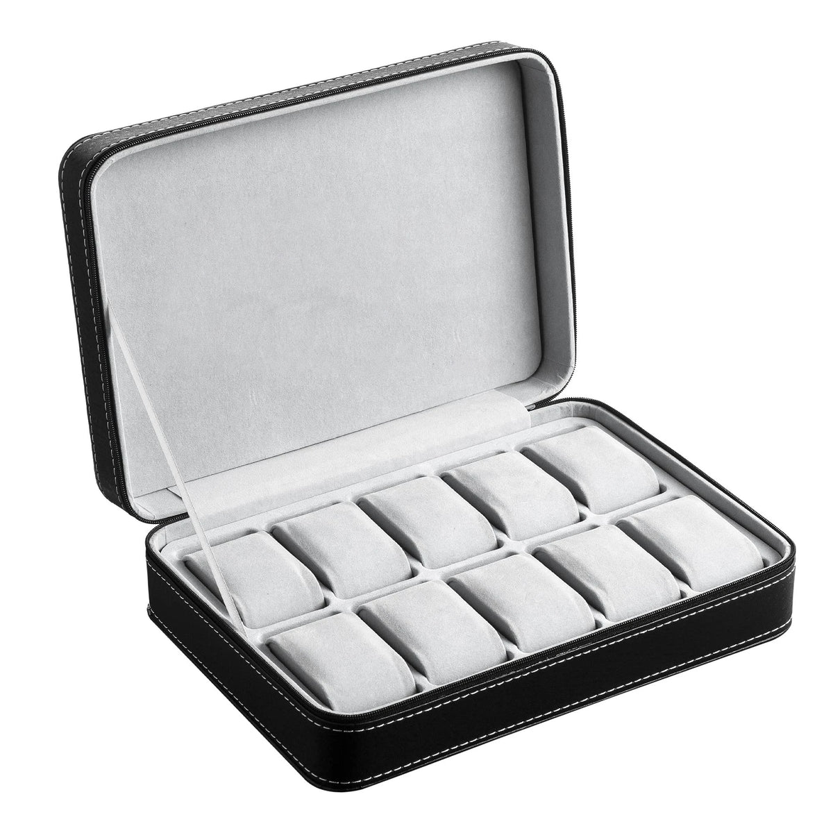 12/10/6 Slot Watch Organizer Box, Zippered Travel Case Luxury PU Leather Watch Storage Box,  Watch Collection Display Holder