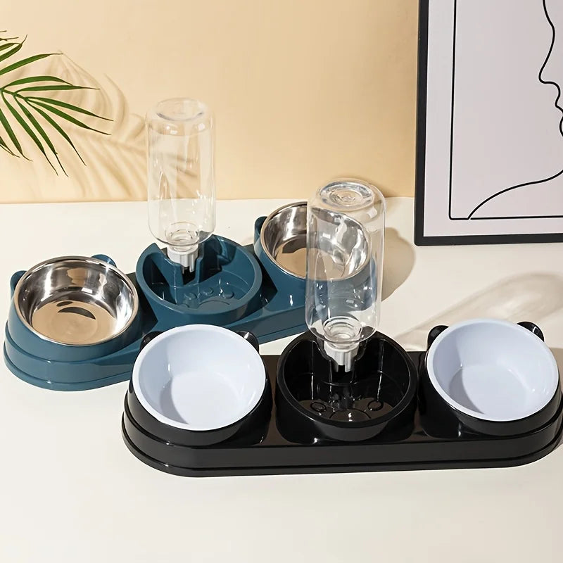 3 in 1 Cat Feeder for Cats Small Dogs 15 Degrees Raised Cat Bowls Cat bowl Automatic Cat Water Bottle Pet Supplies