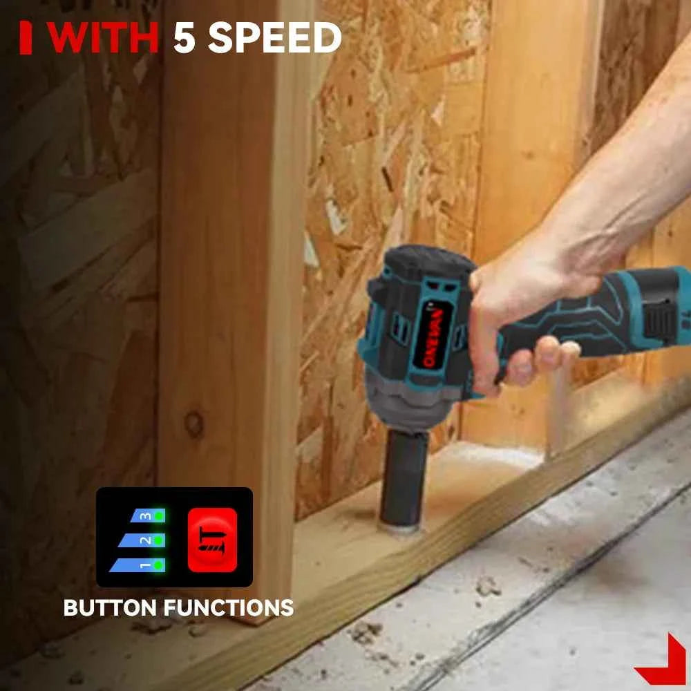 ONEVAN 500N.M Brushless Electric Impact Wrench 3in1 Cordless 1/2inch Wrench Screwdriver Drill Lithium-Ion Battery Power Tool