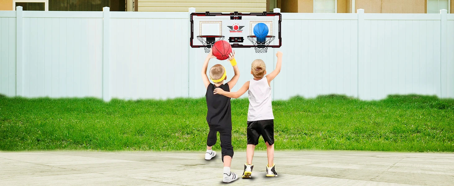 VATOS Mini Basketball Hoop for Kids x2 Indoor Outdoor Electric Scoreboard with 4 Balls - Perfect Sports Game Gift for Boys and Girls - Quality Shopping Centre