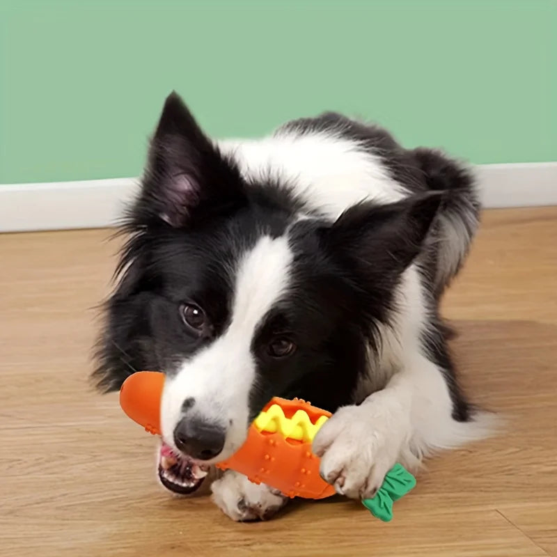 Silicone Dog Chew Toys Carrot Shaped Dog Teeth Cleaning Toy Bite-resistant Pet Squeaky Toys Puppy Toy Pet Supplies