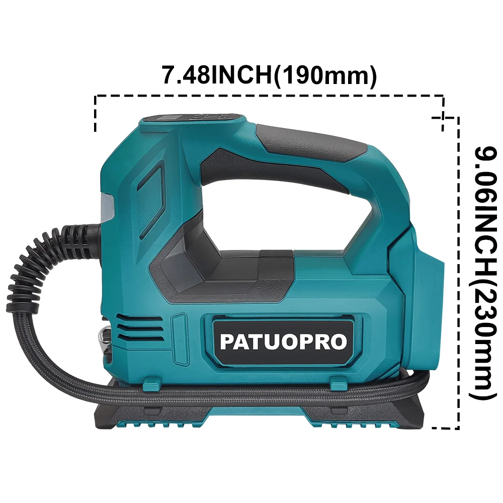 PATUOPRO Digital Display Electric Air Pump 600MM Cordless Car Tire Automatic Inflatable Home Power Tool For Makita 18V Battery