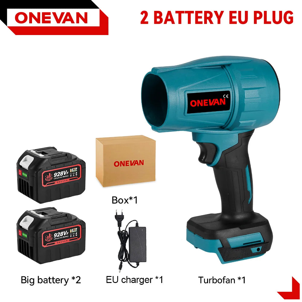 ONEVAN 200M/S Brushless Turbo Blower 2000W Handheld Cordless Electric Air Blower Dust Snow Removal Tool for 18V Battery