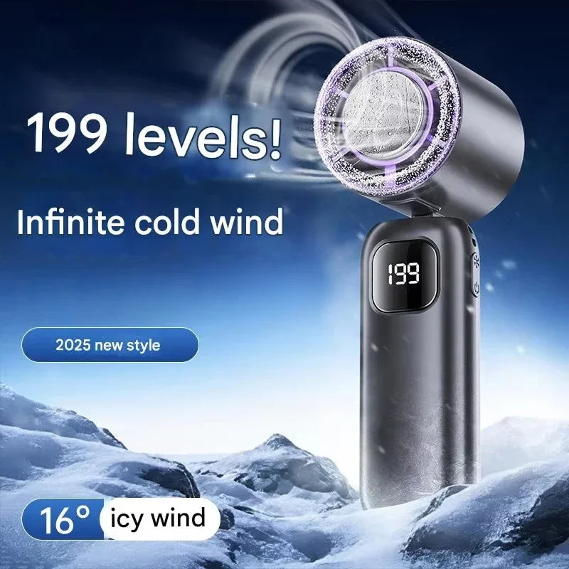 Lenovo Semiconductor 199 snelheden traploos instelbare ventilator met digitaal display, handbediende en desktop dual-purpose opvouwbare nekventilator