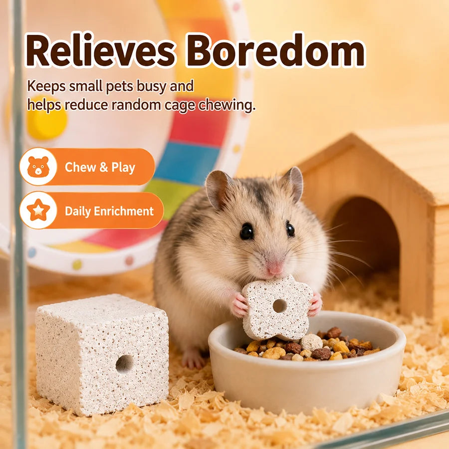 Natural Pumice Stone Chew Toy for Hamster Guinea Pig Rabbit Small Pets Teeth Grinding Block Cage Accessory Daily Dental Care