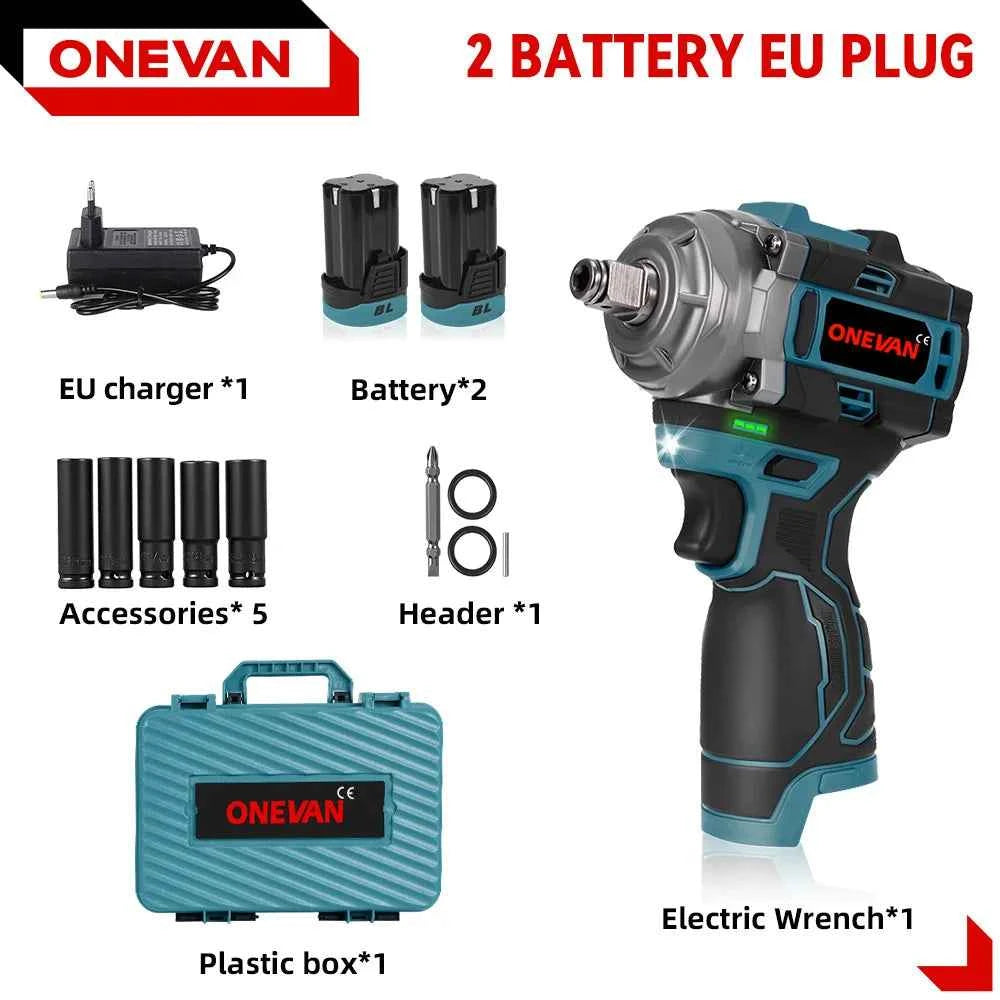 ONEVAN 500N.M Brushless Electric Impact Wrench 3in1 Cordless 1/2inch Wrench Screwdriver Drill Lithium-Ion Battery Power Tool