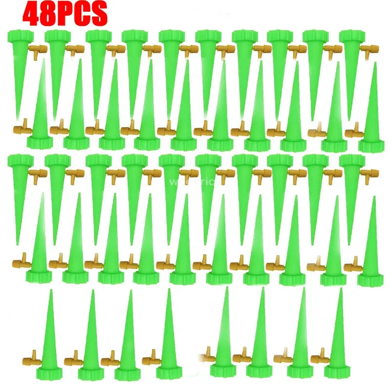1-48pcs Drip Irrigation Self-watering Pot Automatic Drip Irrigation Kit Plant Watering Device Adjustable Control Water Dripper