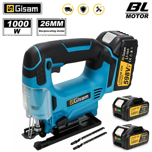 Gisam 26mm 3500RPM Brushless Electric Jig Saw Multi-Function Stepless Speed Woodworking Power Tool For Makita 18V Battery pin