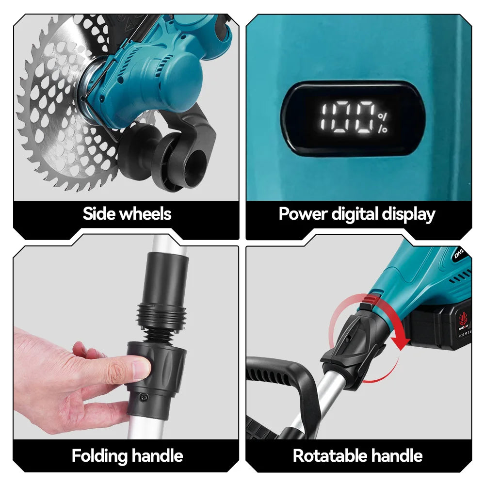 ONEVAN 9inch Brushless Electric Lawn Mower 36000RPM Grass Trimmer Foldable Cutter Garden Power Tool For Makita 18V Battery Pin
