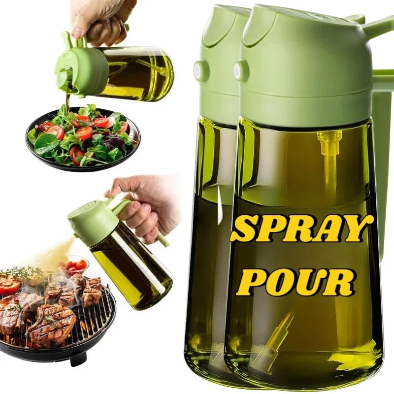 Oil Sprayer for Cooking Oil Spray Bottle 2-in-1 Olive Oil Dispenser Sprayer Kitchen Items and Accessories Camping Tool Spice Jar
