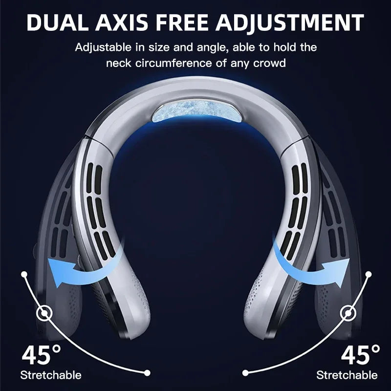 Lenovo 8000mAh Portable Hanging Neck Fan Bladeless Neckband Fan Digital Display Power Air Cooler USB Rechargeable Electric Fan
