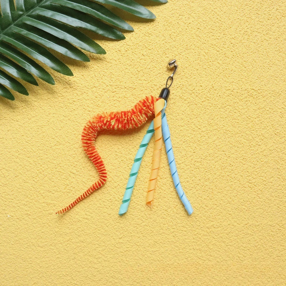 Lot de 2/4 têtes de rechange en forme de balle en peluche et ruban en tissu pour jouet teaser pour chat, accessoires pour canne à chat