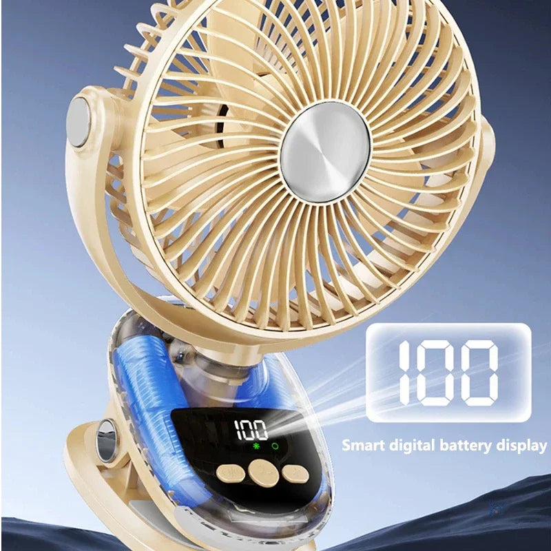 Lenovo stille circulatieventilator voor slaapkamer, USB-oplading, automatische zwenkfunctie, clip-on, digitaal display, ventilator voor kantoor, slaapzaal, bureau en nachtlampje